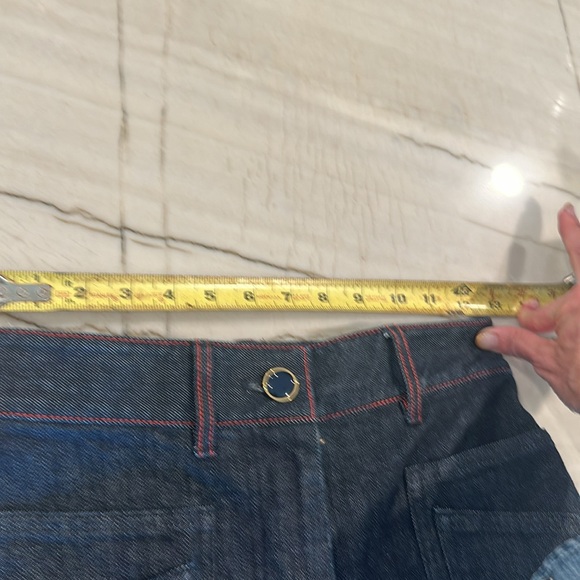 Victoria, Beckham red stitched wide leg jeans - Picture 8 of 8